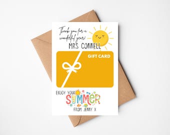 Personalized Teacher Gift Card Holder | End of Year Appreciation