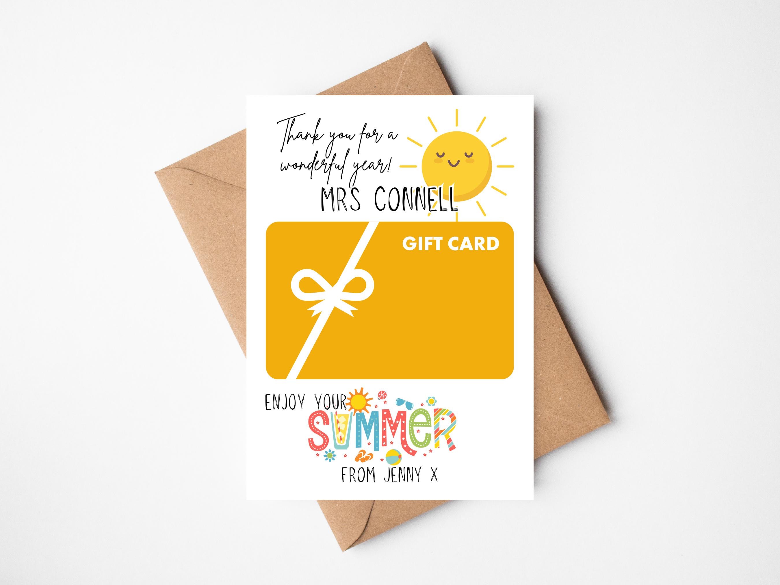 Personalized Teacher Gift Card Holder | End of Year Appreciation - Etsy
