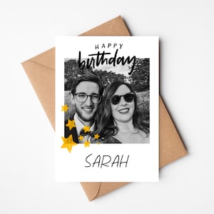 Carte d'anniversaire personnalisée | photo personnalisée de style | Joyeux anniversaire | Etoiles griffonnées