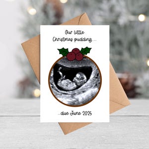 Révélation grossesse personnalisée de Noël | Faire-part de grossesse au pudding de Noël | Sonographe de Noël | Cadeau de Noël pour l'échographie