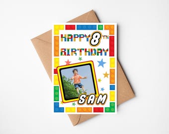 Personalised Building Blocks Birthday Card: Photo Bricks Card