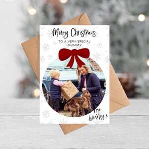 Carte de Noël photo personnalisée | Carte photo avec babiole vacances en famille pour maman, papa, maman, papa, grand-mère, grand-père, mamie, nounou