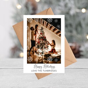Carte de Noël photo personnalisée | Carte photo de joyeuses fêtes de famille en flocon de neige pour maman, papa, maman, papa, grand-mère, mamie, nounou