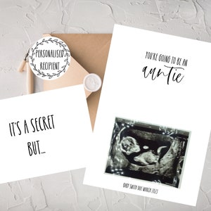 Carte d'annonce de grossesse personnalisée | C'est un secret | Carte d'annonce de bébé | Révélation de grossesse | Tu vas être tante