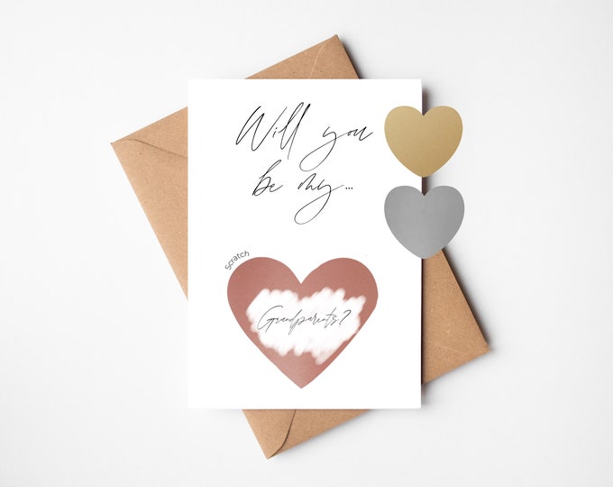Grandparents Pregnancy Announcement Card | Will You Be My Grandparents | Scratch Reveal Card | Personalised New Baby Announcement