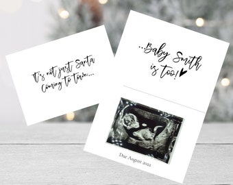 Personalized Christmas Pregnancy Announcement Card: Hand-Drawn Reveal