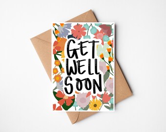 Get Well Soon | Flowers | Thinking of You | Floral Greetings Card