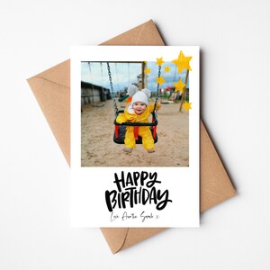 Biglietto di compleanno personalizzato / Biglietto di compleanno per bambino / Mongolfiera / Arcobaleno / Biglietto di compleanno funky e luminoso / Biglietto fotografico