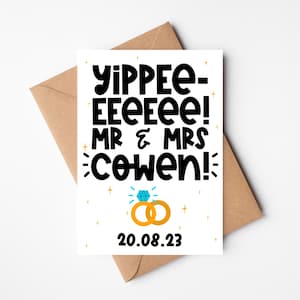 Carte de mariage personnalisée | Carte de félicitations | Carte de mariage pour les jeunes mariés | Carte de fiançailles