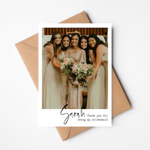 Dama de honor personalizada / Tarjeta fotográfica de estilo / Gracias por ser mi dama de honor / Dama de honor / Tarjeta de boda