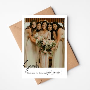 Dama de honor personalizada / Tarjeta fotográfica de estilo / Gracias por ser mi dama de honor / Dama de honor / Tarjeta de boda