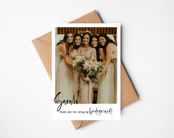 Personalised Bridesmaid | Polaroid Style Photo Card | Thank You for being my Bridesmaid | Bridesmaid | Wedding Card