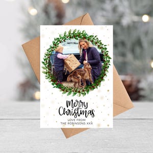 Carte de Noël photo personnalisée | Paquet de cartes de Noël | Famille | Photographie de vacances | Couronne de Noël