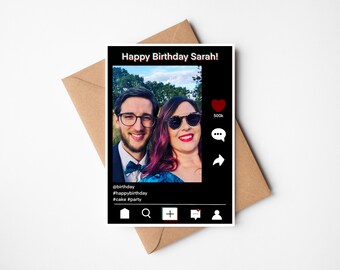Personalised Birthday Card | TikTok Style Photo Card | Happy Birthday | Photograph | Photo Card | Selfie Card