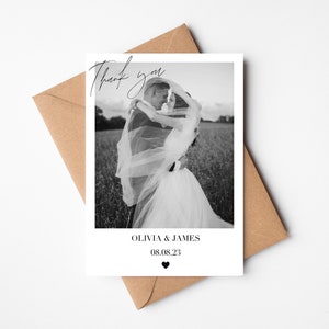 Hochzeitsfoto Dankeskarten | Personalisierte Hochzeitskarte | Danke Postkarte | Hochzeitskarte mit Foto
