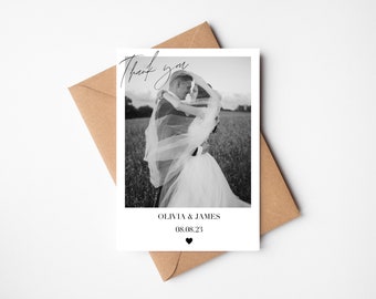 Hochzeitsfoto-Dankeskarten | Personalisierte Hochzeitskarte | Dankeschön-Postkarte | Gefaltete Hochzeitskarte mit Foto