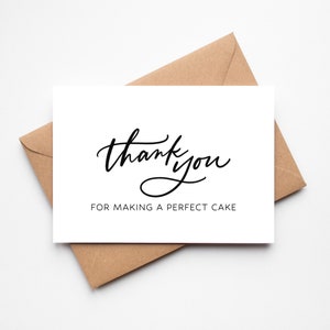 Thank You for the Perfect Cake Wedding Thank You Card Thank You to the Cakemaker Wedding Card image 1