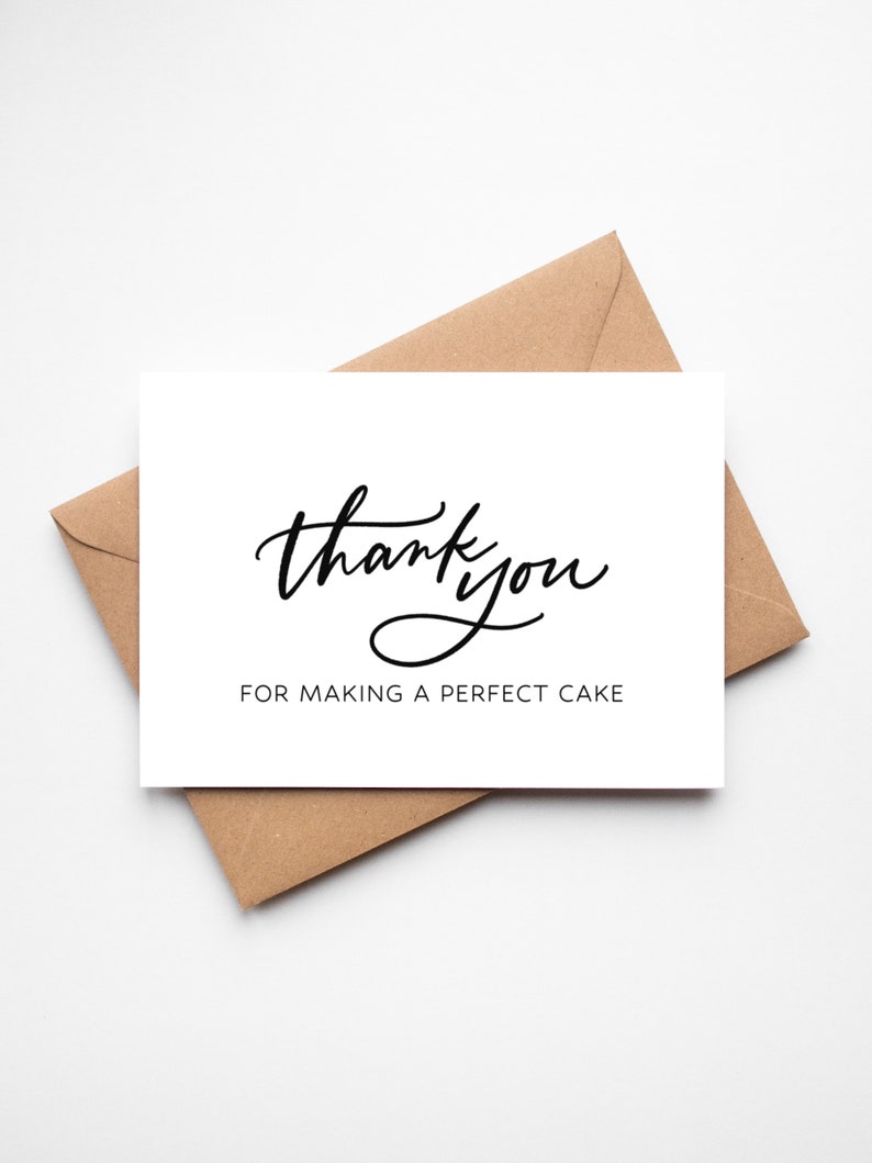 Thank You for the Perfect Cake Wedding Thank You Card Thank You to the Cakemaker Wedding Card image 1