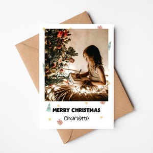 Pakket gepersonaliseerde kerstkaarten met foto | Familievakantie fotokaart voor kinderen, kleindochter, kleinzoon, moeder, vader, moeder, vader, oma