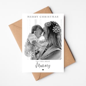 Gepersonaliseerde kerstkaart met foto | Snowflake Happy Holidays fotokaart voor de beste moeder, vader, moeder, vader, oma, oppas, oppas