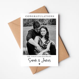 Cartão de noivado personalizado | cartão com foto simples do estilo | Parabéns pelo seu envolvimento | Cartão fotográfico