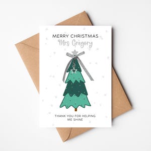 Charm Geschenk Stern Weihnachtskarte für Lehrer, Lehrhelfer | Personalisierte Feiertage Karte | Stern Anhänger Karte für Schlüsselanhänger | Weihnachtsbaum
