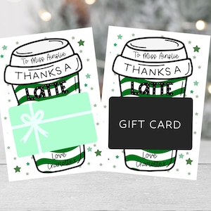 Personalisiert Dank A Latte Geschenkkartenhalter | Lehrer Karte Geschenk | | Urlaub Geschenkkarte Schule Wertschätzung | Wichtelgeschenk |