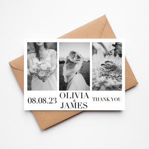 Hochzeitsfoto Dankeskarten | Personalisierte Hochzeitskarte | Danke Postkarte | Gefaltete Hochzeitskarte mit Foto