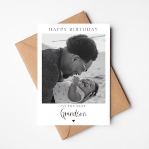 Carte d'anniversaire personnalisée | Joyeux anniversaire au meilleur petit-fils de Zazzle.be Liste d'envies Vous avez des idées ? carte photo | Carte d'anniversaire pour petit-fils