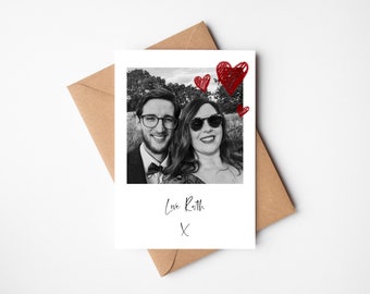 Personalised Valentine's Day Card From Child | Simple Polaroid Style Photo Card | Happy Valentine's Day | Scribbled Hearts | Mummy