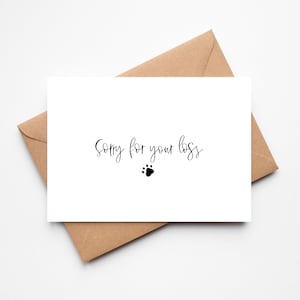 Carte de deuil pour animal de compagnie | Désolé pour votre perte | Perte de chien chat de compagnie de <br> Vous avez des idées ? carte de sympathie | Carte de décès d'animal de compagnie | Condoléances | Empreinte de patte