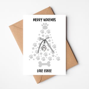 Bedel cadeau huisdier kerstkaart | Gepersonaliseerde pootafdruk bedelkaart voor sleutelhanger | Prachtige kerst voor mama of papa | Hond Kat Kerst