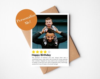 Personalised Birthday Card | Star Rating Birthday Card with photo | Funny Birthday Card | Friend Review Card | Photograph Card