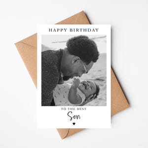 Tarjeta de cumpleaños personalizada / Tarjeta con fotografía Feliz cumpleaños al mejor hijo / Tarjeta con foto / Tarjeta de cumpleaños para hijo