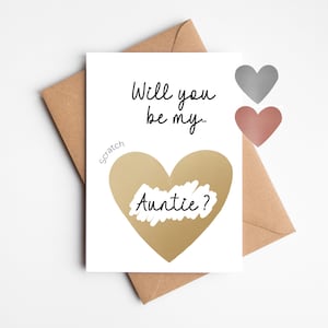 Auntie Pregnancy Announcement Card | Will You Be My Auntie | Scratch Reveal Card | Personalised New Baby Announcement | Scratch Card