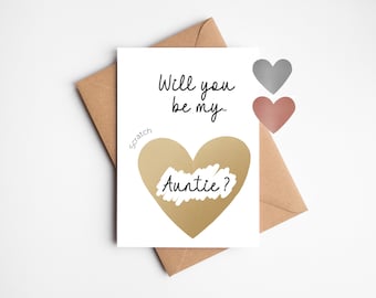 Auntie Pregnancy Announcement Card | Will You Be My Auntie | Scratch Reveal Card | Personalised New Baby Announcement | Scratch Card