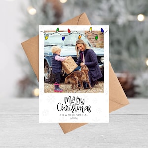 Tarjeta de Navidad con foto personalizada / Tarjeta fotográfica de vacaciones familiares para mamá, papá, mamá, papá, abuela, abuelo, niñera, niñera