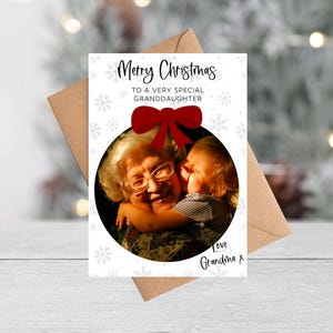 Carte de Noël photo personnalisée | Carte photo de vacances en famille pour petite-fille, petit-fils, fille, fils, belle-fille, gendre