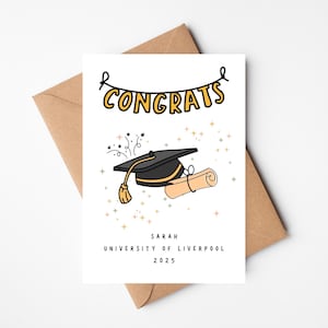 carte de remise de diplôme personnalisée | Carte de félicitations | carte de diplômé universitaire | carte de diplômé d'école | Cap and Scroll Design
