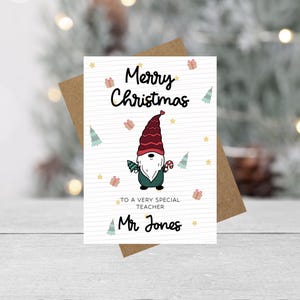 Personalisierte Weihnachtskarte für Lehrer | Personalisierte Weihnachtskarte für Hilfslehrkraft | Spezielle Lehrerkarte