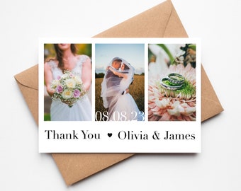 Biglietti di ringraziamento con foto di matrimonio / Partecipazioni di nozze personalizzate / Cartoline di ringraziamento / Partecipazioni di nozze piegate con fotografie