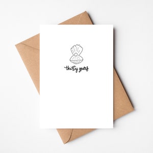 Tarjeta de aniversario de treinta años / Trigésimo aniversario de bodas / 30 aniversario / Feliz aniversario / Aniversario de perlas / Tarjeta de aniversario