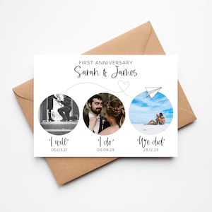 Biglietto personalizzato per primo anniversario di matrimonio/biglietto di anniversario fotografico/un anno/primo anniversario di matrimonio/1° anniversario/anniversario di carta