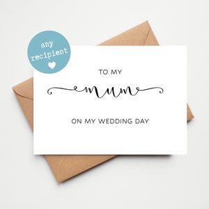 An meinem Hochzeitstag Karte | Danke-Karte | An meinen Sohn, Tochter, Mama, Papa, Brautjungfer, Trauzeugin, Oma, Opa