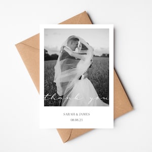 obrigado da foto do casamento você cartões | Cartão de casamento personalizado | obrigado cartão postal | Cartão de casamento com fotografia