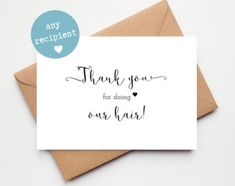 Personalised Wedding Thank You Card | Thank You for Being Part Of Our Wedding | Custom Wedding Thank You Cards | Hair, Dress, Ceremony, DJ
