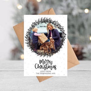 Carte de Noël photo personnalisée | Paquet de cartes de Noël | Famille | Photographie de vacances | Couronne de Noël