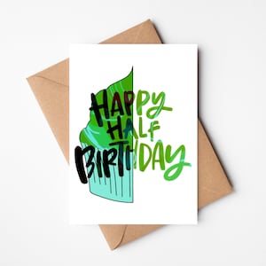 Biglietto di auguri per il mezzo compleanno / Mezza torta / Mezzo compleanno / Festa di metà anno / Buon compleanno