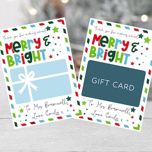 Tarjetero de regalo de agradecimiento personalizado / Regalo para profesores / Tarjeta de regalo de Navidad para profesores / Tarjeta de regalo de vacaciones Tarjeta postal de agradecimiento escolar