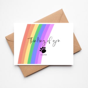 Tarjeta personalizada de duelo de mascotas / Pensando en ti / Rainbow Bridge / Tarjeta de pérdida / Tarjeta de condolencia / Condolencias